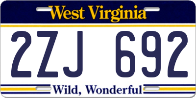 WV license plate 2ZJ692