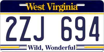WV license plate 2ZJ694