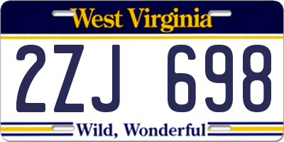 WV license plate 2ZJ698
