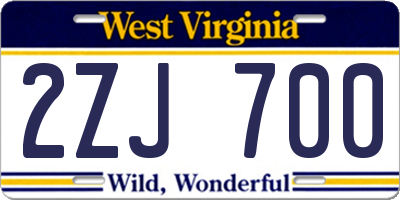 WV license plate 2ZJ700