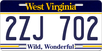 WV license plate 2ZJ702
