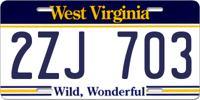 WV license plate 2ZJ703
