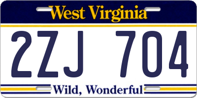 WV license plate 2ZJ704