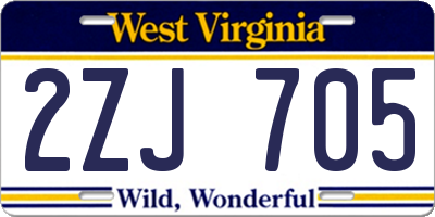 WV license plate 2ZJ705