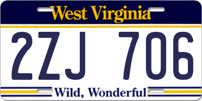 WV license plate 2ZJ706