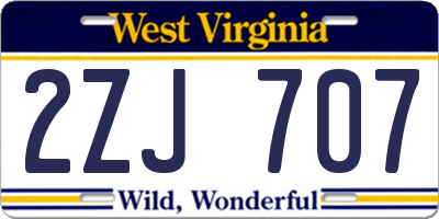 WV license plate 2ZJ707
