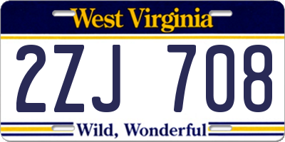 WV license plate 2ZJ708