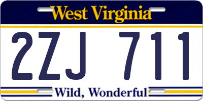 WV license plate 2ZJ711