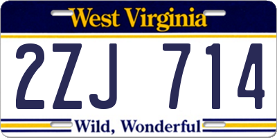 WV license plate 2ZJ714