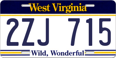 WV license plate 2ZJ715