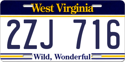WV license plate 2ZJ716