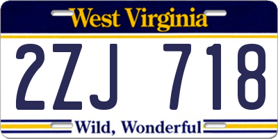 WV license plate 2ZJ718