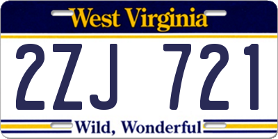 WV license plate 2ZJ721