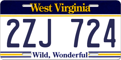 WV license plate 2ZJ724