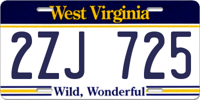 WV license plate 2ZJ725