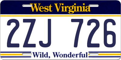 WV license plate 2ZJ726