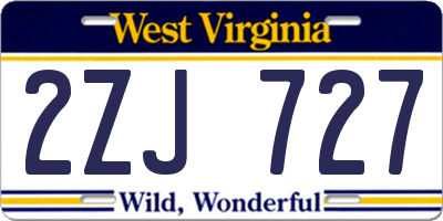 WV license plate 2ZJ727