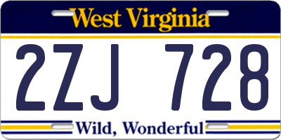 WV license plate 2ZJ728