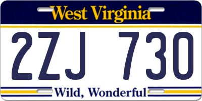 WV license plate 2ZJ730