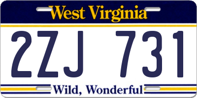 WV license plate 2ZJ731