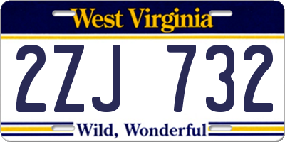 WV license plate 2ZJ732