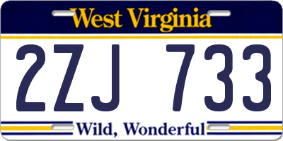 WV license plate 2ZJ733