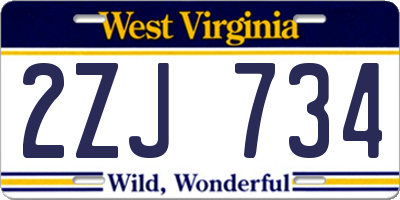WV license plate 2ZJ734
