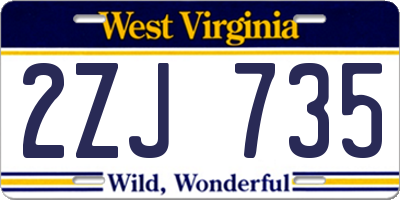 WV license plate 2ZJ735