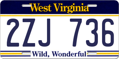 WV license plate 2ZJ736