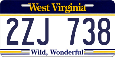 WV license plate 2ZJ738