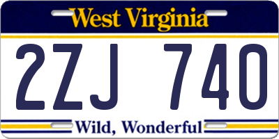WV license plate 2ZJ740