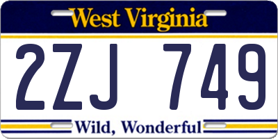 WV license plate 2ZJ749