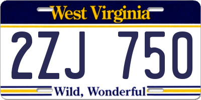 WV license plate 2ZJ750