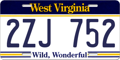WV license plate 2ZJ752