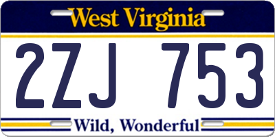 WV license plate 2ZJ753