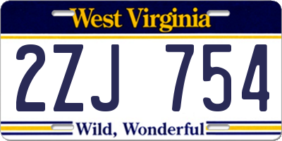 WV license plate 2ZJ754