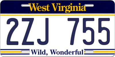 WV license plate 2ZJ755
