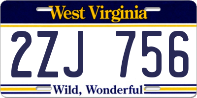 WV license plate 2ZJ756