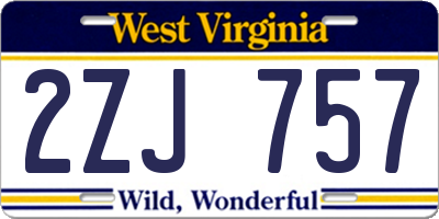 WV license plate 2ZJ757