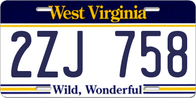 WV license plate 2ZJ758