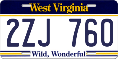WV license plate 2ZJ760