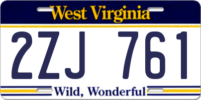 WV license plate 2ZJ761