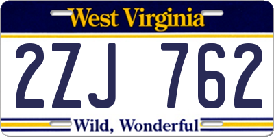WV license plate 2ZJ762