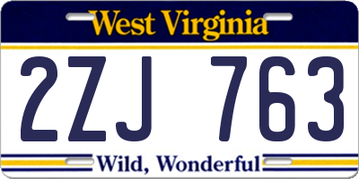 WV license plate 2ZJ763