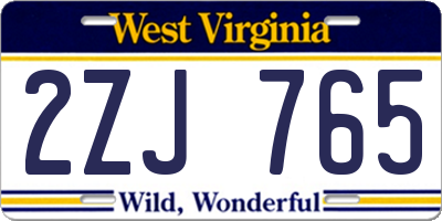 WV license plate 2ZJ765