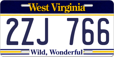 WV license plate 2ZJ766