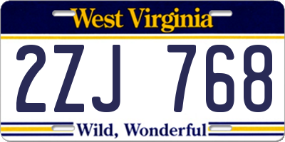WV license plate 2ZJ768