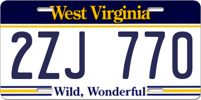 WV license plate 2ZJ770