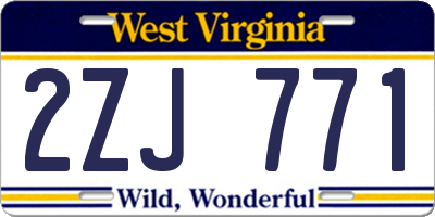 WV license plate 2ZJ771