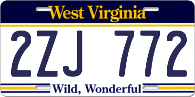 WV license plate 2ZJ772